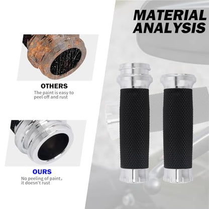 1" Electronic Throttle Defiance Handlebar Grips 25mm Hand Grips Fit for Harley Touring Street Glide Road King Road Glide Electra Glide - color: #3 Chrome