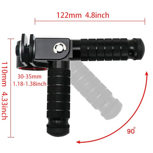 Motorcycle folding pedal, suitable for 1.18-1.35 inches (30-35mm) | Universal 90° foldable pedal bracket for motorcycle/bicycle. Fits 30-35mm (1.18-1.35") round frame bars. - size: Trumpet