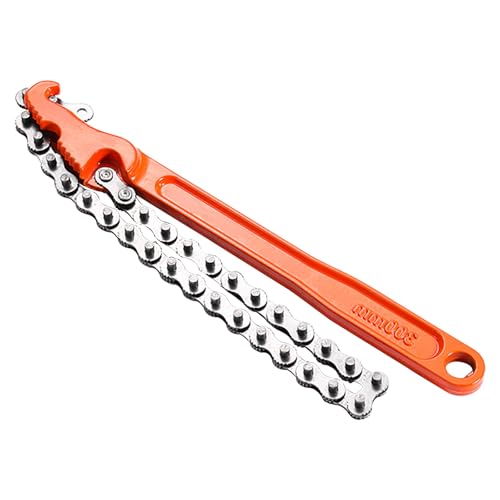 12 Inch Reversible Chain Wrench - High Carbon Steel Oil Filter Tool with Adjustable Grip for Large Diameter Pipes and Filters - size: 12in