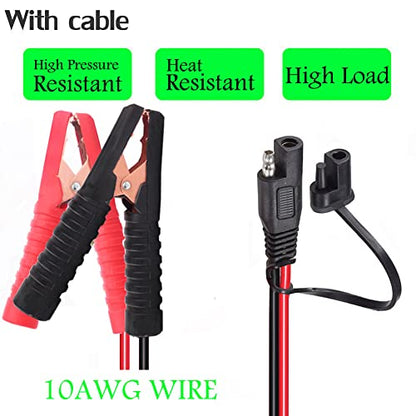 Battery Alligator Clips,10AWG Battery Charger Clamps.SAE Quick Release Adapter to Alligator Clips.Sae to Alligator Clips Extension Charging Cable for Cars Motorcycles. - size: 10AWG Battery Alligator Clips