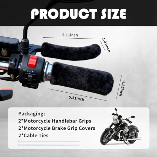 4PCS Soft Plush Motorcycle Handlebar Grips & Brake Covers,Anti-Slip Motorcycle Grips Covers for Comfortable Grip,Winter Essentials Motorcycles Accessories for Bike,Dirt Bike,ATV