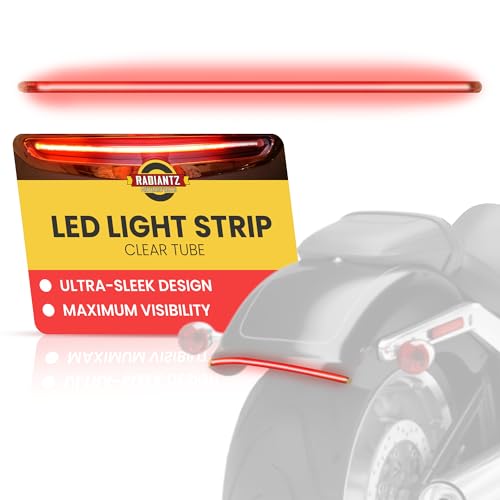 Radiantz Motorcycle Light Strip - Red LED Tail Light with Sequential Turn Signals - 8.2 Inches, 12V, 1 Piece