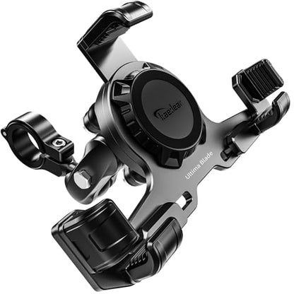 Kaedear Motorcycle Phone Mount, Aluminum, Premium Phone Holder, Anti-Vibrations, Quick Release Button, Durable, Anti-Theft Mount, Ultima Blade KDR-M27PC-BK (Black) - style: 1" Ball - Black