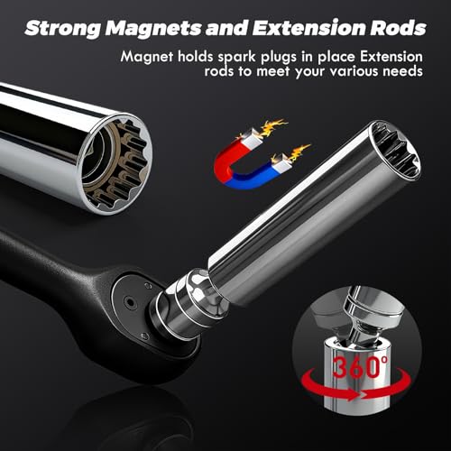 3/8" Professional Electronic Torque Wrench with LED Display, 6.8-135 N.m/5-99.6 Ft.Lb, ±2% Precision Digital Torque Wrench, Smart Buzzer Alert, Preset Memory, Peak & Track Mode for Mechanics - size: 3/8" 9pcs-Spark 6.8-135N.m/5-99.6Ft.lb