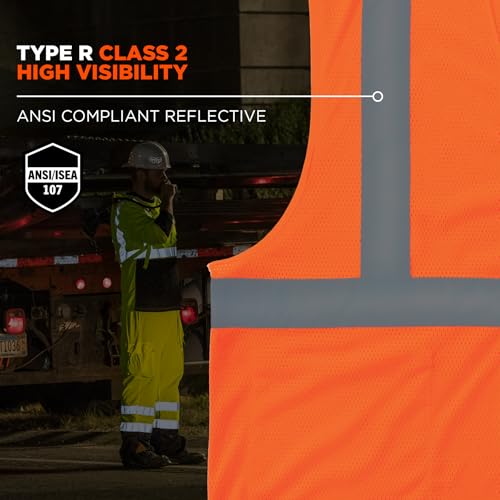 Ergodyne GloWear Economy High Visibility Reflective Safety Vest, Hook & Loop Closure - color: Orange, size: Large