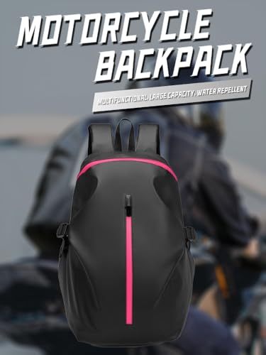 Motorcycle Backpack,Reflective Motorcycle Helmet Bag Backpack for Men Women, Large Capacity Waterproof Travel Backpack Shoulder Bag (Pink) - color: Pink