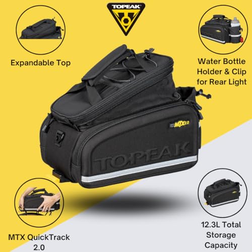 Topeak MTX TrunkBag - Rear Bicycle Bag - Spacious Storage and Easy Mounting - style: No Panniers, Expandable Top