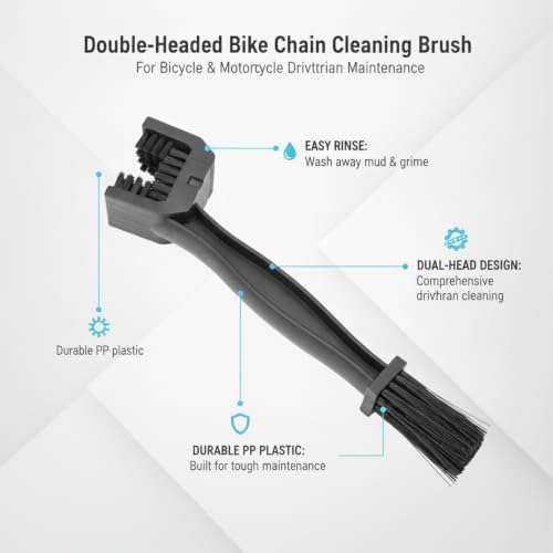 Double-Headed Bicycle Chain Brush for Bike & Motorcycle Cleaning, Durable PP Plastic Tool - color: Black