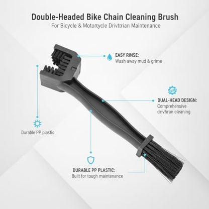 Double-Headed Bicycle Chain Brush for Bike & Motorcycle Cleaning, Durable PP Plastic Tool - color: Black
