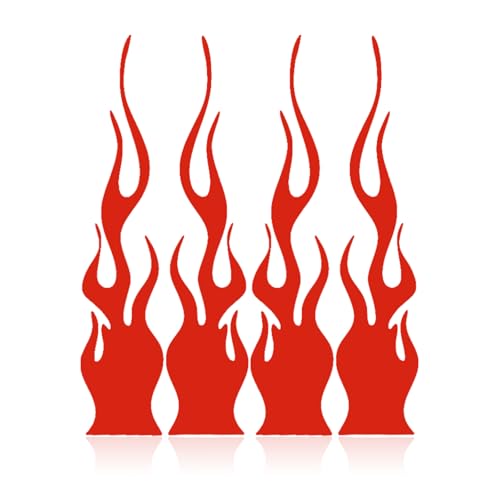4 PCS Reflective Flame Car Stickers Waterproof Self-Adhesive Safety Racing Flame Decals for Car Bumper Mirror Motorcycle Helmet Skateboard Laptop, Car Decoration Accessories Red - color: Red