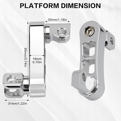 Highway Footpegs Adjustable Passenger Foot Pegs 2 1/4" Extension Brackets FootPeg Conpatible for Harley Dyna Sportster Softail Touring with Support Foot Pegs (Chrome) - color: Chrome