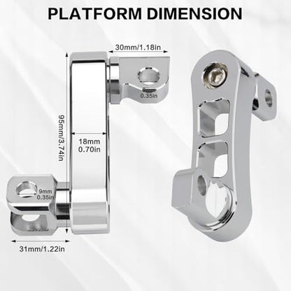 Highway Footpegs Adjustable Passenger Foot Pegs 2 1/4" Extension Brackets FootPeg Conpatible for Harley Dyna Sportster Softail Touring with Support Foot Pegs (Chrome) - color: Chrome