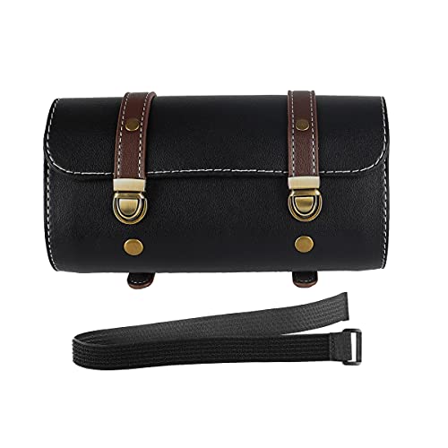 YIBO Motorcycle Fork Bag Quick Release Bag Side Bag Waterproof Universal Tool Bag American Bicycle Side Bag Leather Small Tool Bag (Black 2) - color: Black 2