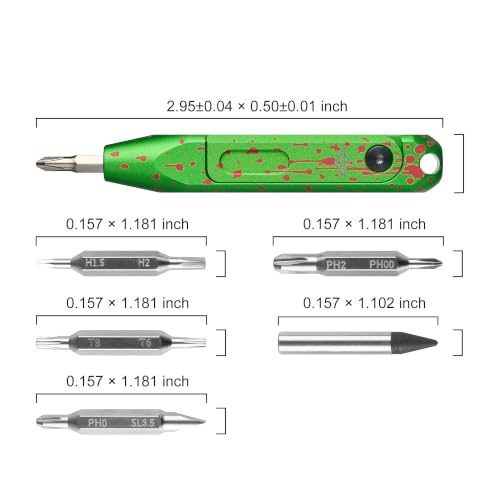 OKNIFE Otacle D1 6061 Aluminum EDC Multi-Bit Pocket Screwdriver, 8 in 1 Magnetic Mini Screwdriver Repair Multitool for Computer Eyeglasses Daily Home Improvement D1 (Zombie Green) - color: Zombie Green