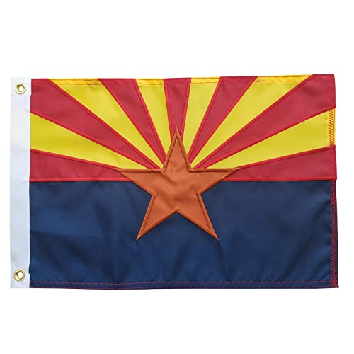 SYII Arizona Boat Flag 12x18 Inch, Embroidery State of Arizona AZ Flags with 2 Brass Grommets, Heavy Duty Nylon Outdoor Banner for Yacht - color: 12x18 Arizona Boat Flag