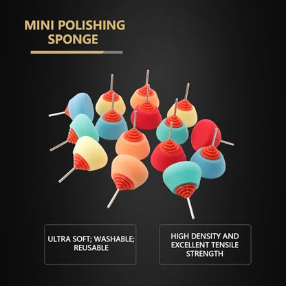 SPTA Mini Buffing Polishing Pads, 15Pcs Car Detail Mini Polisher Foam Pads, Detail Polishing Pads Used on Drill and Rotary Tools, for Small Area Detailing Polishing Waxing, Sealing Glaze - color: Mix Color Sets, style: Flat Pad