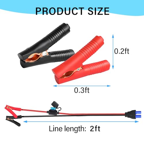 10AWG EC5 Jump Starter Cable with Battery Clamps,12V Alligator Clips to EC5 Connector Extension Charging Cable for Emergency Car Jump Starter Booster.(2FT) - size: Alligator Clip to EC5
