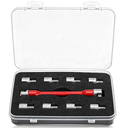Motorcycle Spoke Wrench, 5.0-6.8 mm Universal Dirt Bike Wheel Rim Spoke Wrench, Heavy Duty Wheel Spanner Kit Repair Tool Set for Most Motorbike (10 Size Interchangeable Ends)