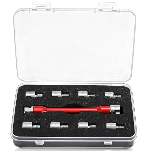 Motorcycle Spoke Wrench, 5.0-6.8 mm Universal Dirt Bike Wheel Rim Spoke Wrench, Heavy Duty Wheel Spanner Kit Repair Tool Set for Most Motorbike (10 Size Interchangeable Ends)