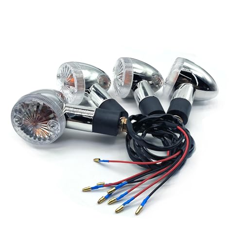 4pcs Universal Motorcycle Turn Signals Front Rear Turn Signal Blinker Light Compatible with Yamaha Motorcycle Bike Cruiser Bobber Chopper Shadow Honda Harley Kawasaki Suzuki (White) - color: White