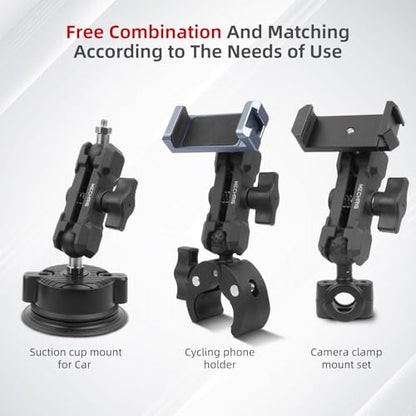 Double Socket Arm,Extension Arm Compatible with Mounts Any B Size 1" Ball Head Components & Bike Motorcycle Car Phone Mount Holder with 1'' Ball Adapter, Aluminum Alloy & Medium 3.54", 75002 - size: Medium socket arm