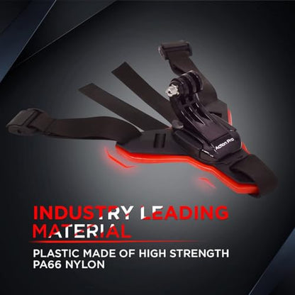 Action Pro™ Motorcycle Helmet Chin Strap Mount Compatible with GoPro Hero 12, 11, 10, 9, 8, 7, (2018), 6, Hero Black, Insta 360, Session, Xiaomi Yi, SJCAM (Red) - color: Red 2.0