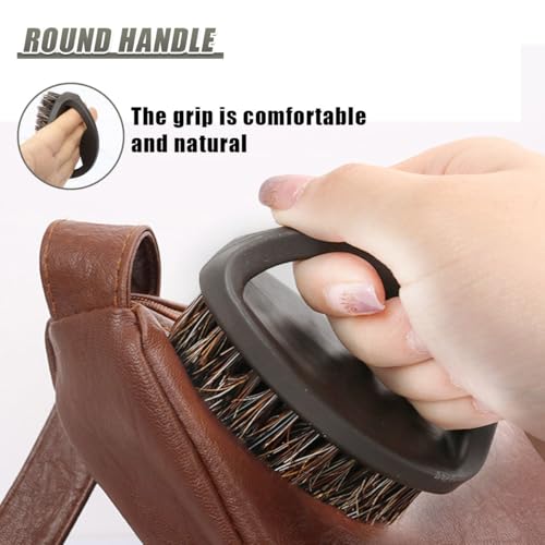 Soft Horsehair Bristle Leather Cleaning Brush for Car Interior, Comfortable Grip Car Wash Brush to Clean Upholstery Furniture Boots, Felt Hat Scrub Brushes Auto Detailing Cleaner Tool (2PCS) - size: 2PCS