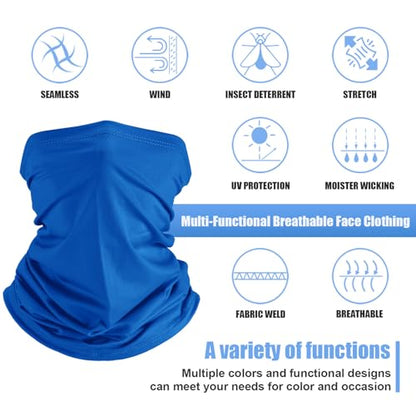Geyoga 6 Pieces Summer UV Protection Cooling Neck Gaiter Face Clothing Neck Gaiter Mask Scarf Sunscreen Breathable Bandana - color: Bright Colors