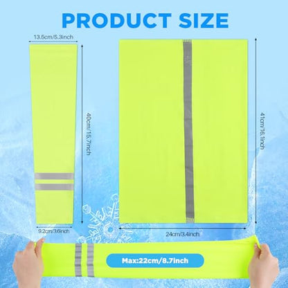 10 PCS UV Protection Reflective Strap Arm Sleeves and Neck Gaiter Reflective Safety Bandana for Outdoor Activities - color: Fluorescent Yellow