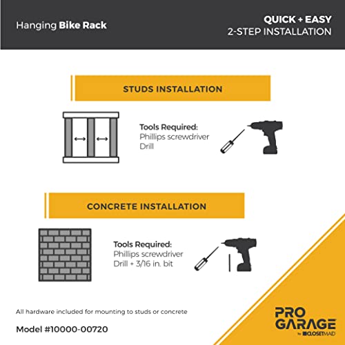 ClosetMaid ProGarage Bike Rack Garage Storage Set, Helmet and Utility Hooks, Heavy Duty Wall Mount, 4 Bike Capacity, Black - style: Bike Rack