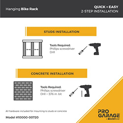 ClosetMaid ProGarage Bike Rack Garage Storage Set, Helmet and Utility Hooks, Heavy Duty Wall Mount, 4 Bike Capacity, Black - style: Bike Rack