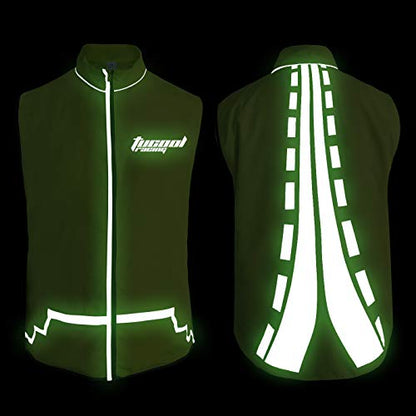 High Visibility Cycling Vest Reflective Vest for Night Running Jogging Biking with 2 Reflective Safety Bands (Green, XL) - color: Green, size: X-Large