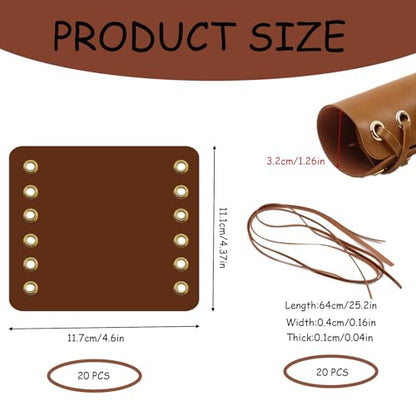 20 Pcs Leather Walking Stick Grip Kit, Leather Handlebar Grips Cover, Motorcycle Grip Covers Wraps for Motorbikes, Bicycles and Canes with 20 Pcs Strap 4.61 x 4.37 Inch