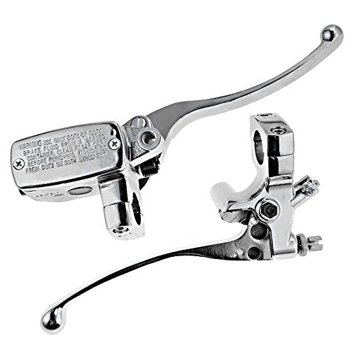 Saihisday 1" Brake Master Cylinder & Clutch Set Chrome for Honda Shadow VTX1800 Kawasaki Vulcan Yamaha Road Star Suzuki (1 Pair, Left + Right)