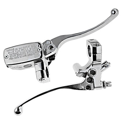 Saihisday 1" Brake Master Cylinder & Clutch Set Chrome for Honda Shadow VTX1800 Kawasaki Vulcan Yamaha Road Star Suzuki (1 Pair, Left + Right)