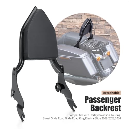 Detachable Sissy Bar Backrest Passenger Backrest Compatible with Harley Touring Street Glide Road Glide Road King Electra Glide 2009-2025 (Black) - color: Black