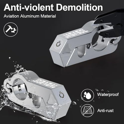 JAGASOL Motorcycle Lock Combo - Helmet & Brake Lock for Motorcycles, Mopeds, Scooters, ATV, Dirt Bikes & Street Bikes - color: Silver