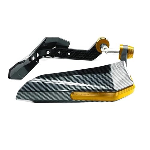 Motorbike Hand Guards Carbon Fiber Pattern Motorcycle Handlebar Windproof Hand Guard for VN 650 Vulcan S VN650 VULCANS Bar End Grip Protector(Gold) - color: Gold