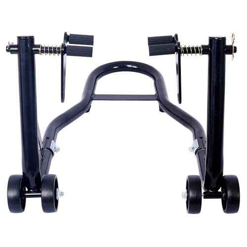 Motorcycle Stand 1000LB - Heavy Duty Sport Bike Front and Rear Wheel Lift, Adjustable Swingarm Paddock Stands, Industrial-Grade Steel (Black) - color: Black