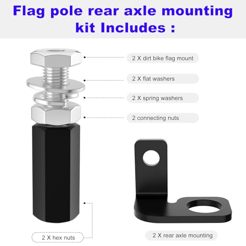 Flag Pole Mount - Dirt Bike Flag Pole Holder for Motorcycle Flag Holder 1/4" Rear Axle Whip Mounts 22.5mm Diameters Dirtbike Flag Mount Kit - 2 Pack