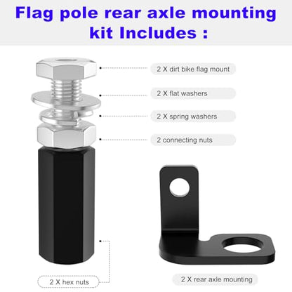 Flag Pole Mount - Dirt Bike Flag Pole Holder for Motorcycle Flag Holder 1/4" Rear Axle Whip Mounts 22.5mm Diameters Dirtbike Flag Mount Kit - 2 Pack