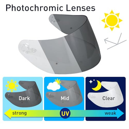 K1 Helmet shield Replacement,K5 Motorcycle Helmet Visor Compatible with K1 K1S K3SV K5 K5S(Photochromic) - color: Photochromic