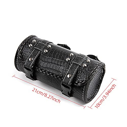 Universal Motorcycle Handlebar Bag Quick Release Crocodile PU Leather Waterproof Tool Bag with 2 Fixing Straps - color: Black 3