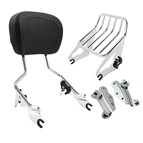 TCT-MOTORPARTS Sissy Bar Upright Passenger Backrest w/Pad Docking Hardware Kits Luggage Rack Fit for Harley Touring Models 2009-2013 - color: Chrome #3(2009-2013)