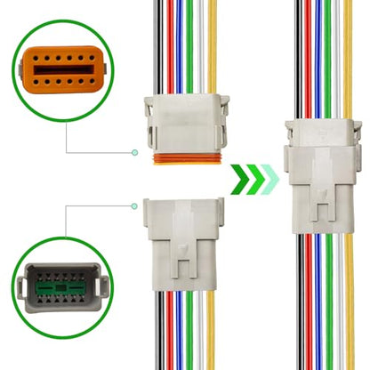 14 AWG 12 Pin DT Connector, 12 Wire Automotive Waterproof Electrical Connectors, 14 Gauge Male and Female Quick Connect Harness for Car Truck Boat -2 Pack - style: 12 Pin