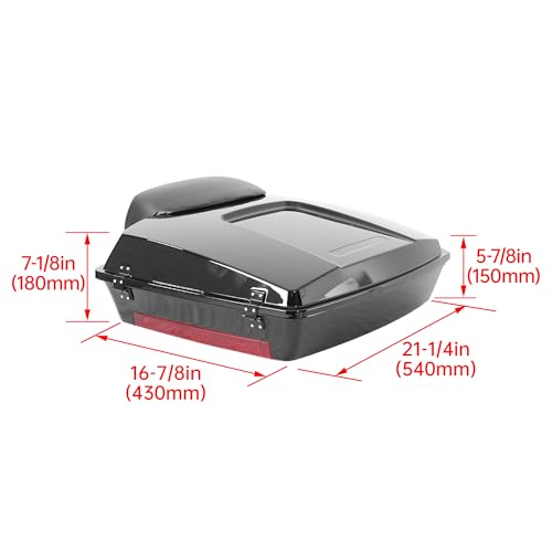 ECOTRIC Razor Motorcycle Trunk w/backrest Compatible with 1997-2013 Harley Davidson Touring Street Electra Glide Road King Trunk with Backrest Pad