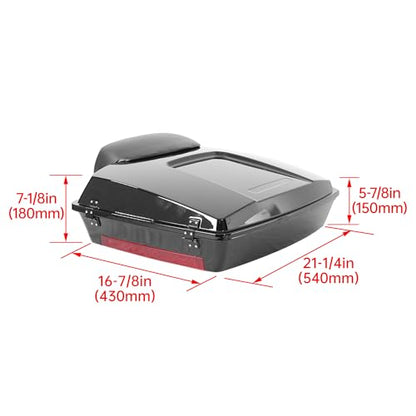 ECOTRIC Razor Motorcycle Trunk w/backrest Compatible with 1997-2013 Harley Davidson Touring Street Electra Glide Road King Trunk with Backrest Pad