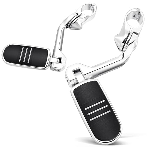 Benlari Motorcycle Adjustable Highway Footpegs Style 1 Chrome Long Angled Fit for Harley Touring Street Glide Softail Dyna Sportster fits 1"(25mm) 1-1/4"(32mm) Engine Guard - color: CHROME, size: Long