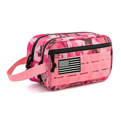 QT&QY Tactical Toiletry Bag For Women Hygiene Bag EDC Military Tool Molle Pouches Small Dopp Kit Mens Shaving Kit Travel shower Bags - color: 1 US Pink Camo