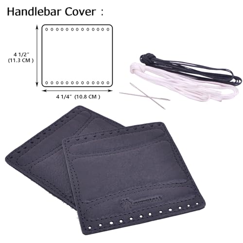 Leather Motorcycle Handlebar Grip Covers, No Fringe Brake Clutch Covers for HD Motorcycles - color: Black: Handlebar + Lever Cover